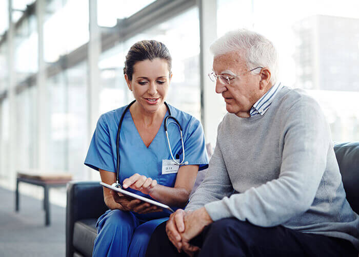 Hospice nurse and mesothelioma patient