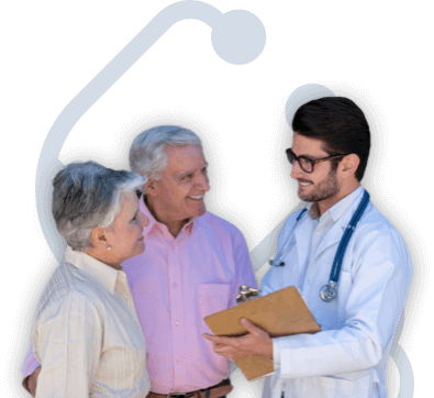 Mesothelioma specialist speaking with a patient and his wife