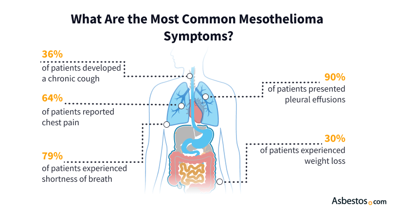 Pleural mesothelioma symptoms by frequency