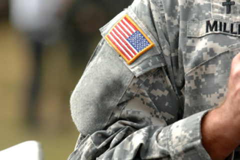 Military fatigues with American flag