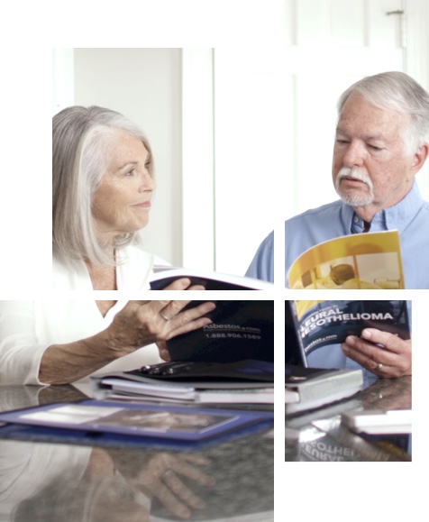 Elderly couple reading an Asbestos.com Mesothelioma packet
