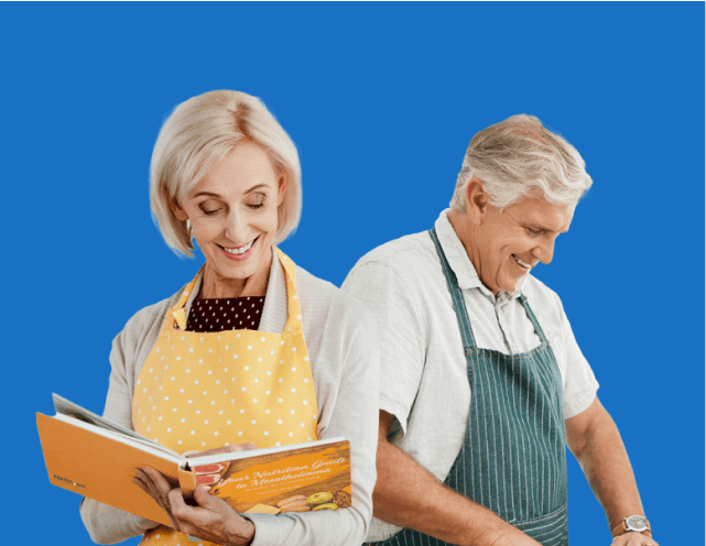 Couple cooking recipe from the Nutrition Guide to Mesothelioma together