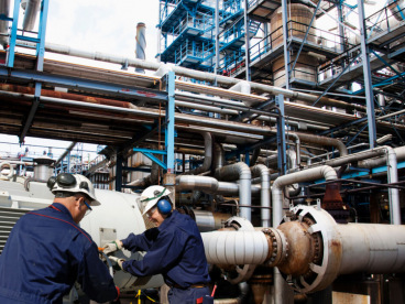 Oil refinery workers