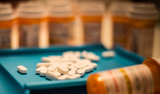 Opioid pills and bottle