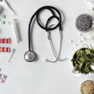Herbal and alternative medication with stethoscope