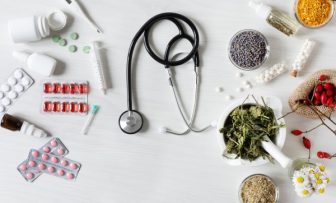Herbal and alternative medication with stethoscope