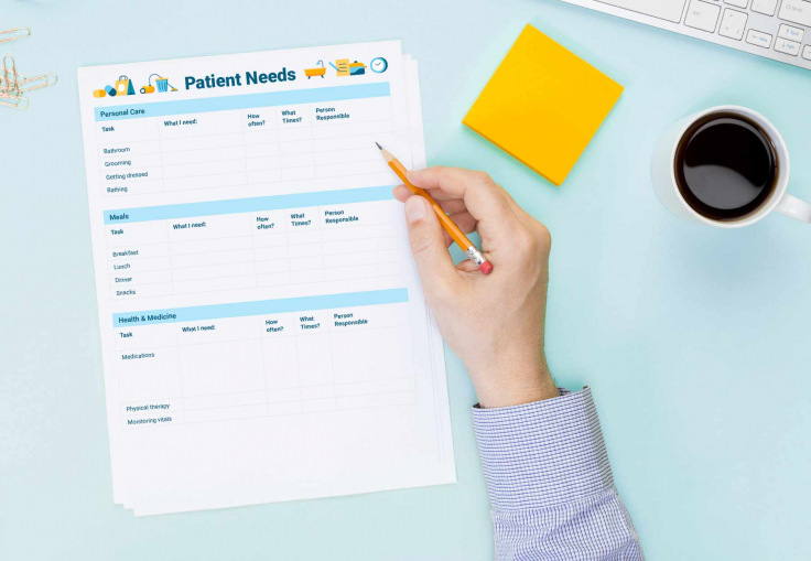 Cancer patient completing the Patient Needs worksheet