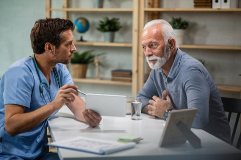 Patient talking to doctor