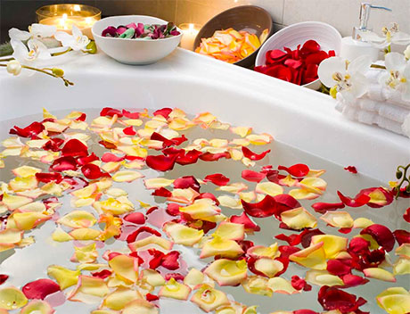 Spa Bath with Rose Petals Spa Bath with Rose Petals