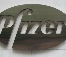 Pfizer sign on a building