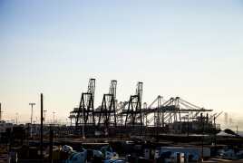 Port with cargo ships