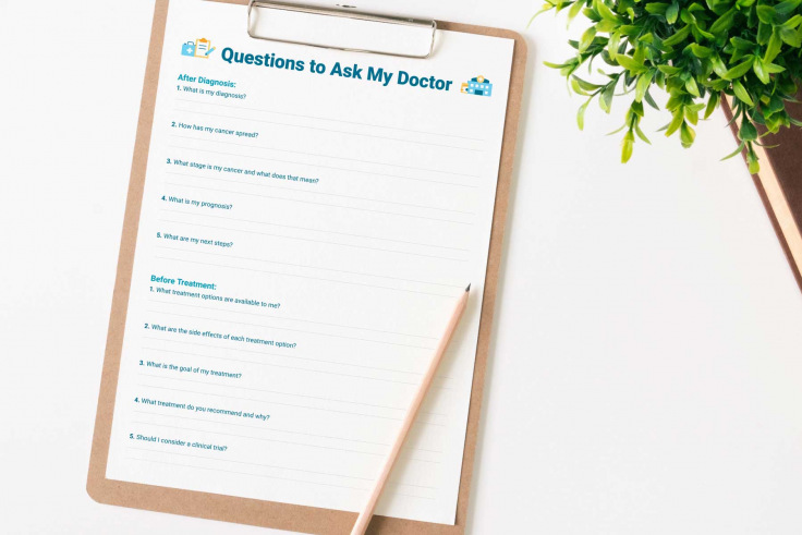 List of questions to ask a doctor on a clipboard