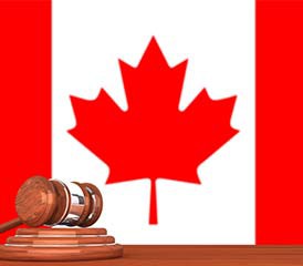 Canadian flag with gavel