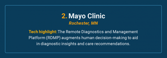 The Mayo Clinic is the number 2 high-tech cancer hospital in the U.S.