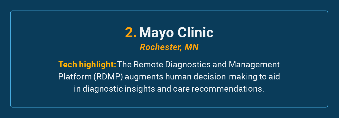 The Mayo Clinic is the number 2 high-tech cancer hospital in the U.S.
