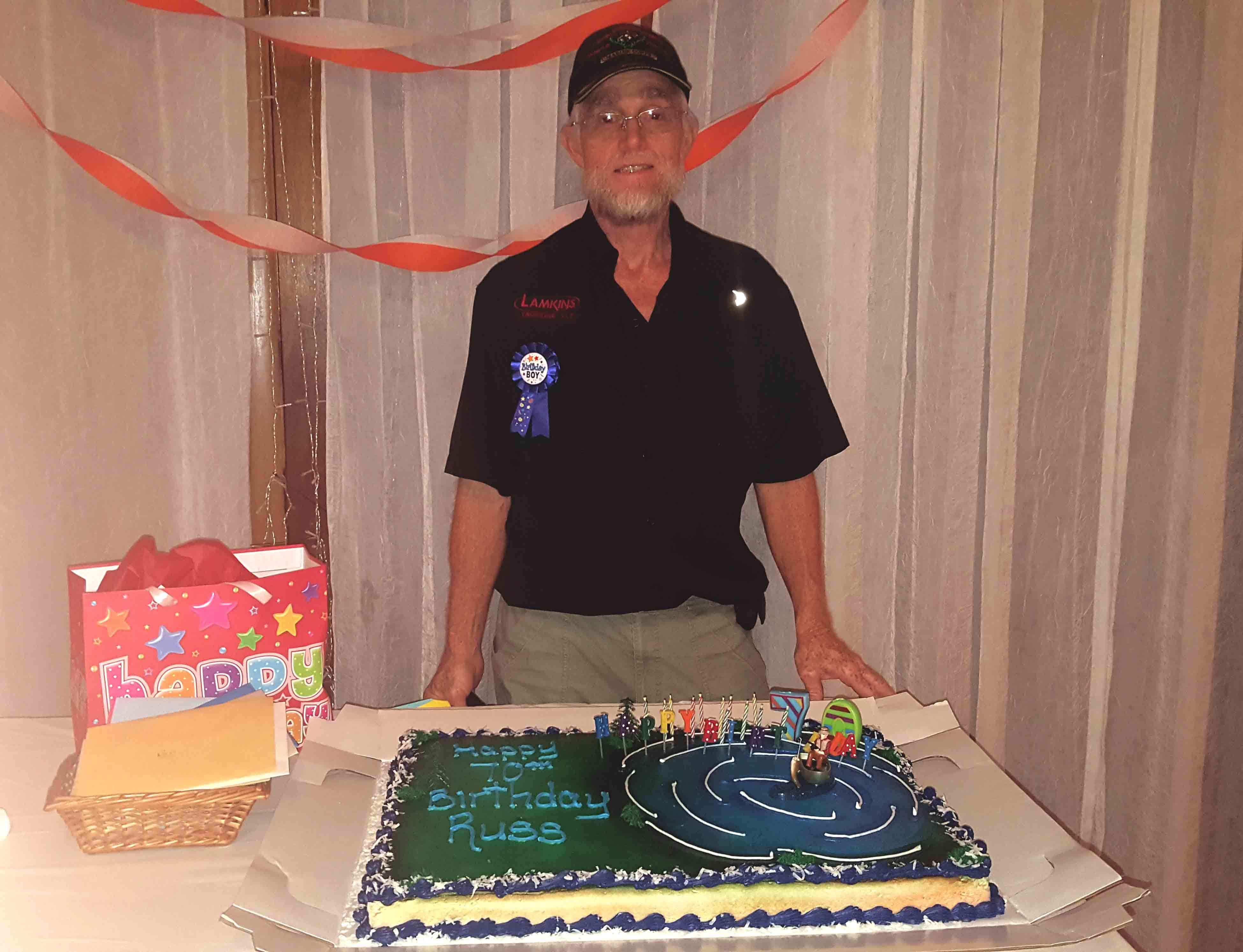 Mesothelioma survivor Russell Lamkins celebrating his 70th birthday