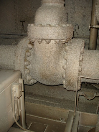 Ship valve coated in white
