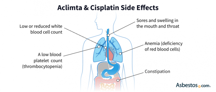 Diagram showing the different side effects of Alimta and Cisplatin