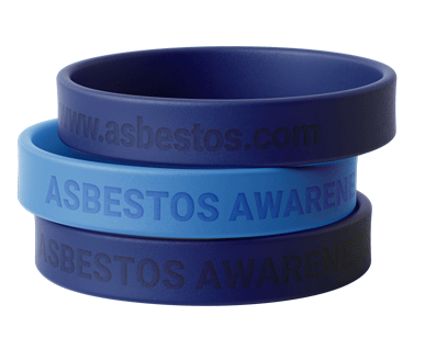 stacked wristbands asbestos.com at the mesothelioma center
