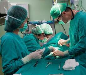 Doctors performing surgery