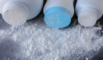 Talcum powder bottles spilled over