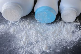 Talcum powder bottles spilled over