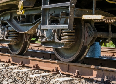 Closeup of train brakes