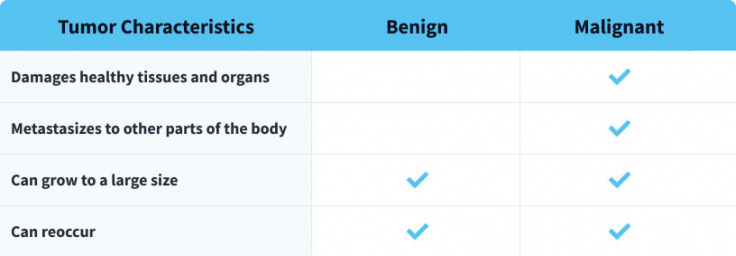 Benign vs malignant mesothelioma tumor characteristics