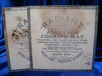 Square asbestos cooking mats with crimped metal protective edges