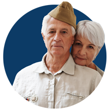 Military veteran in uniform with spouse