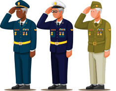 veterans standing in line saluting