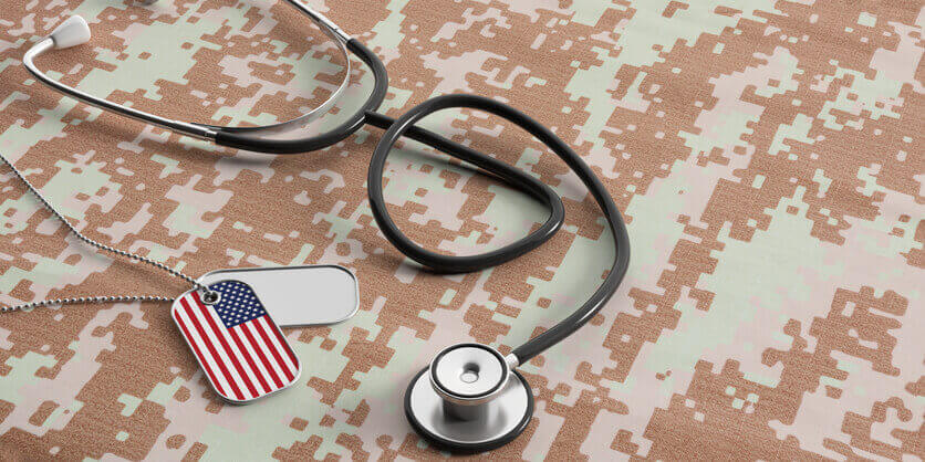 Image of stethoscope and American flag