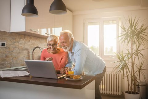 Senior couple in video chat