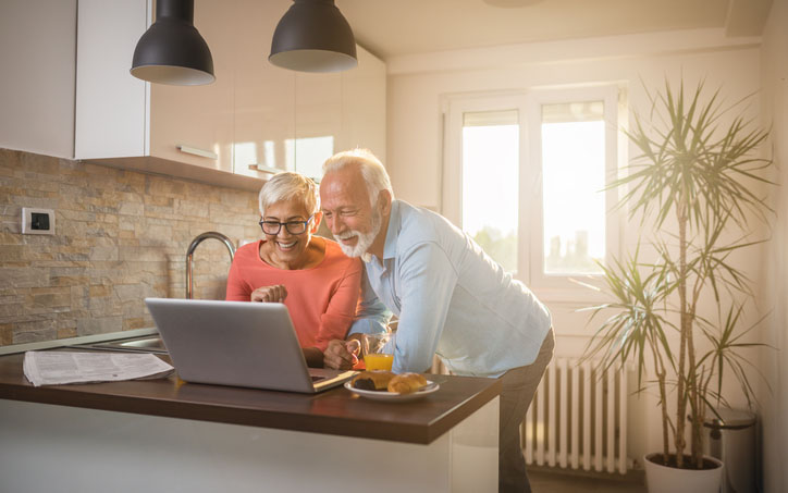 Senior couple in video chat