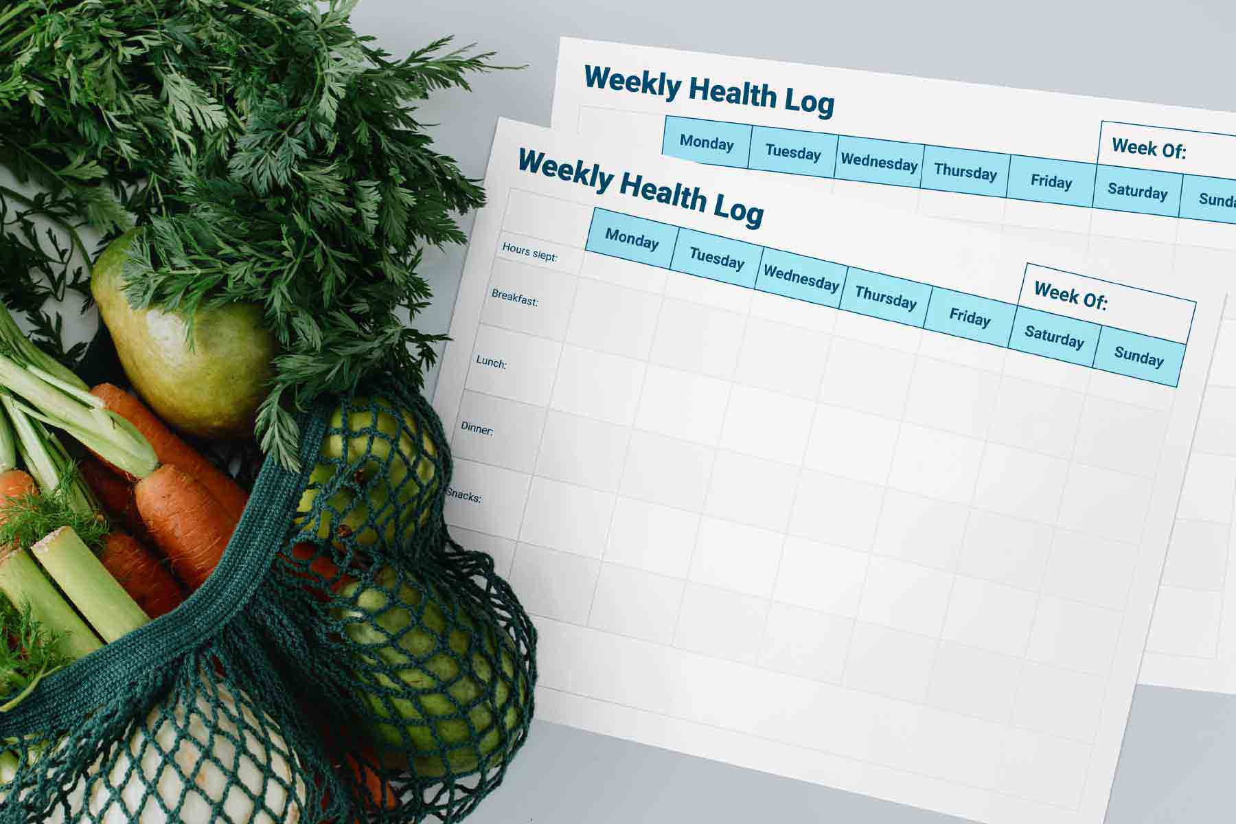 Printable weekly nutrition and wellness log