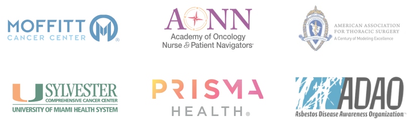 moffit cancer center logo, academy of oncology nurse and patient advocators logo, american association for thoracic surgery logo, sylvester comprehensive cancer center logo, prisma health logo, adao logo