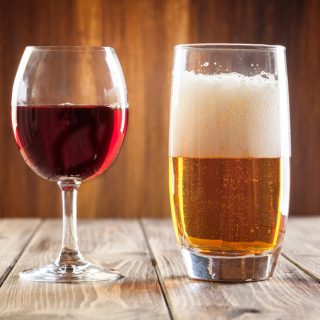 Red wine and beer