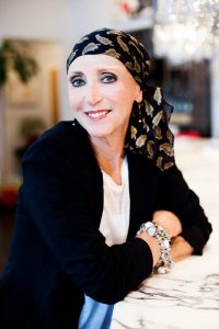 Female Cancer Patient with Head Wrap