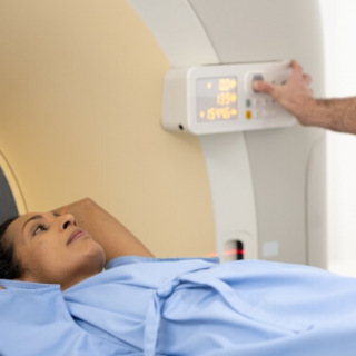Woman in MRI scanner