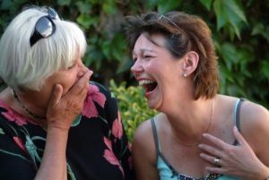 Two women laughing