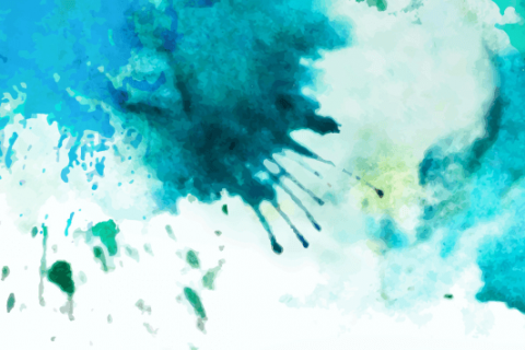 header of splattered blue and green paint