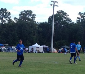 Soccer players at fundraiser Soccer players at fundraiser
