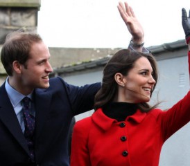 Prince William and Kate Middleton waving at crowd Prince William and Kate Middleton waving at crowd