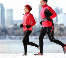 Runners exercising in the winter Runners exercising in the winter