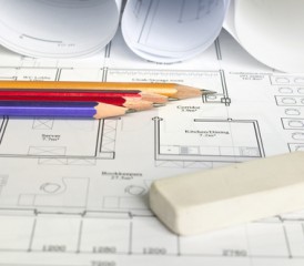 Pencils on a blueprint Pencils on a blueprint