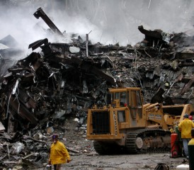 Tractor hauling debris from World Trade Center after 9/11 Tractor hauling debris from World Trade Center after 9/11