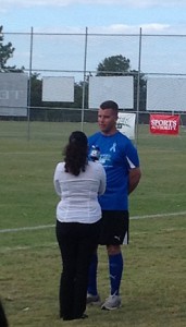 Soccer player at fundraiser