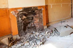 Damaged fireplace