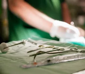 Surgery tools on a cloth Surgery tools on a cloth