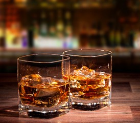 Alcoholic drinks at a bar Alcoholic drinks at a bar